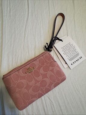 Coach 2026 Light Pink Signature Wristlet with Gold Hardware CDF27